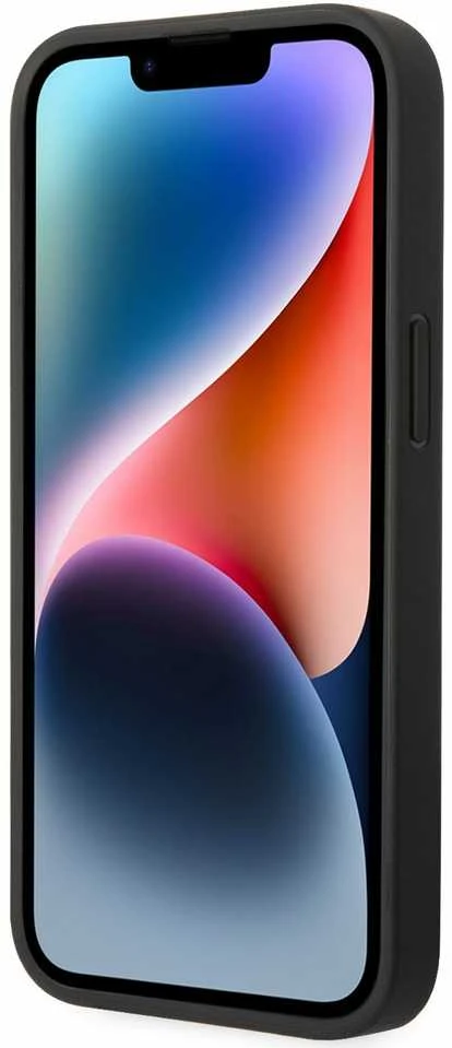 BMW Signature Leather Big Logo dėklas skirtas iPhone 14 Plus Juodas