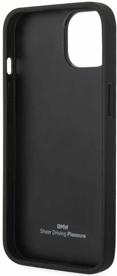 BMW Signature Leather Big Logo dėklas skirtas iPhone 14 Plus Juodas