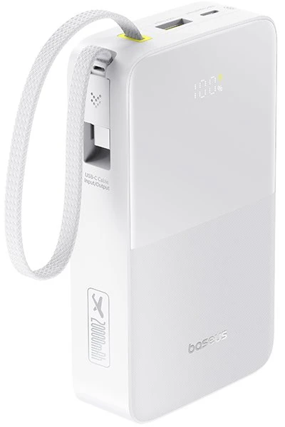 Baseus EnerFill FC51 Bipow 2 Pro 22.5W išorinė baterija su integruotu laidu 20000mAh Moon Baltas