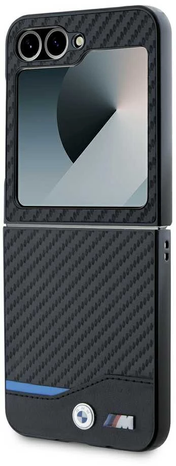 BMW BMHCZF622NBCK Z Flip6 F741 juodos spalvos kietas dėklas Carbon Mėlyna Line