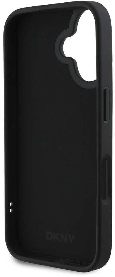 DKNY 3D Rubber Repeat Logo Line Apple iPhone 16 dėklas telefonui juodos spalvos