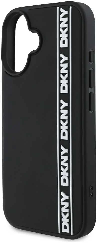 DKNY 3D Rubber Repeat Logo Line Apple iPhone 16 dėklas telefonui juodos spalvos