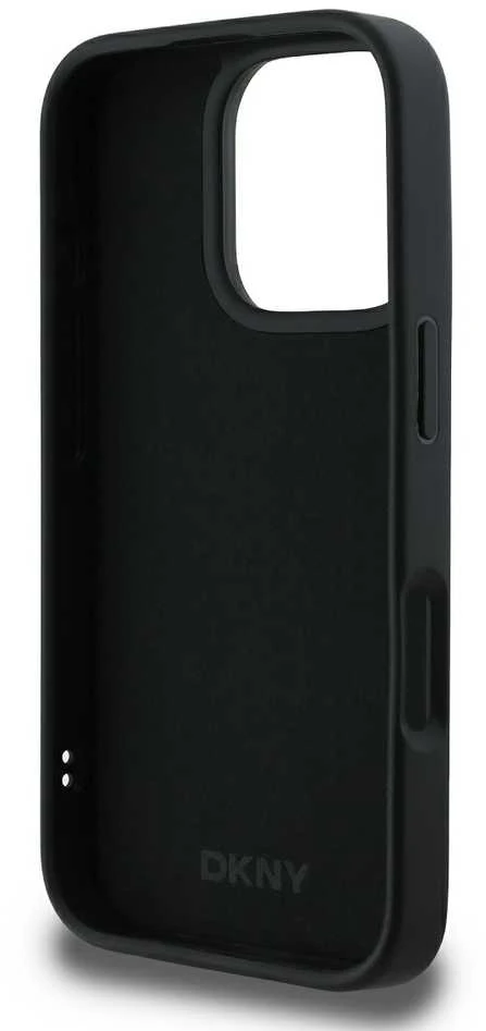 DKNY 3D Rubber Repeat Logo Line Apple iPhone 16 Pro Max dėklas telefonui juodos spalvos