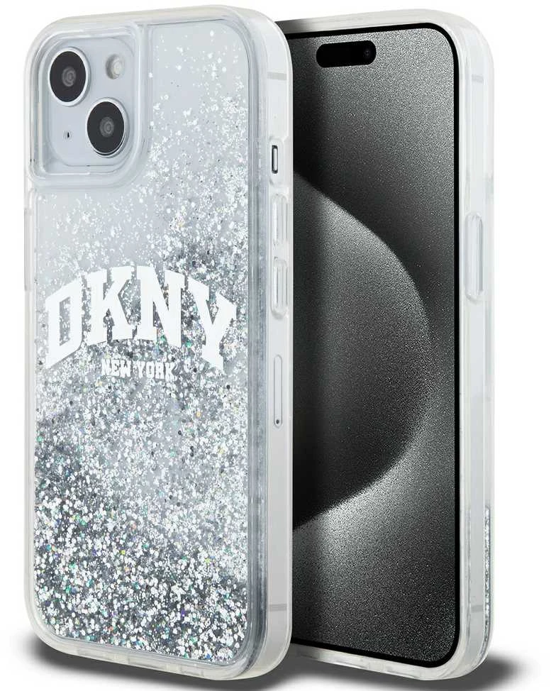 Apple iPhone 13 / 14 / 15 DKNY dėklas Liquid Glitter Big Logo (DKHCP15SLBNAET) baltos spalvos