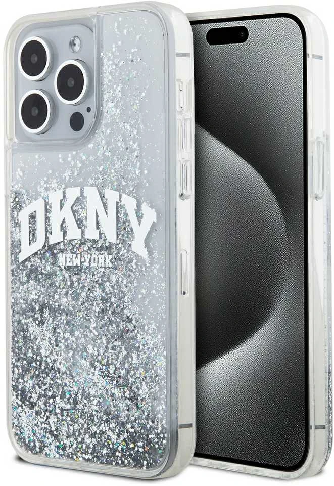 DKNY DKHCP15XLBNAET Apple iPhone 15 Pro Max 6.7″ baltos spalvos kietas dėklas Liquid Glitter Big Logo