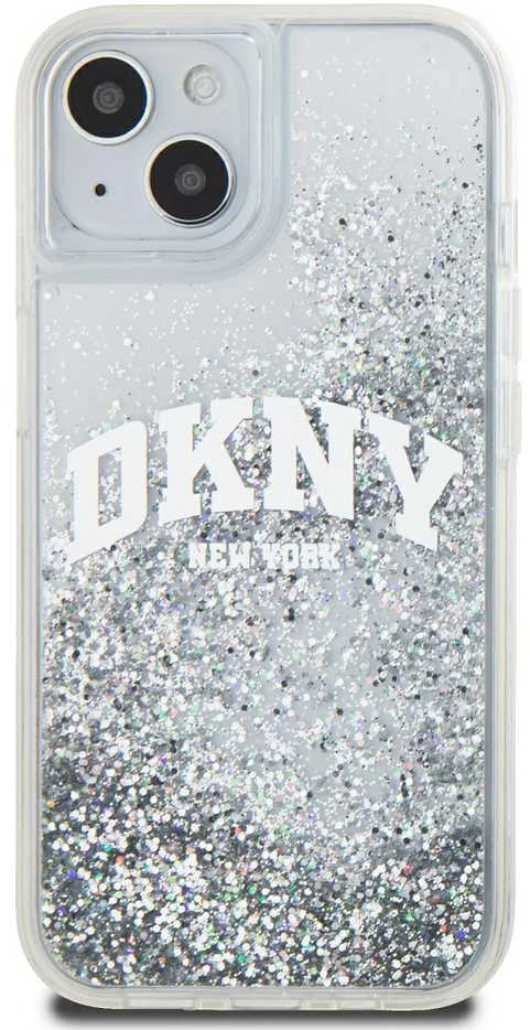 Apple iPhone 13 / 14 / 15 DKNY dėklas Liquid Glitter Big Logo (DKHCP15SLBNAET) baltos spalvos
