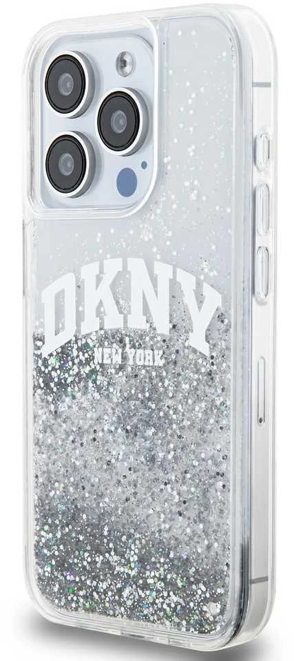 Apple iPhone 15 Pro DKNY dėklas Liquid Glitter Big Logo (DKHCP15LLBNAET) baltos spalvos