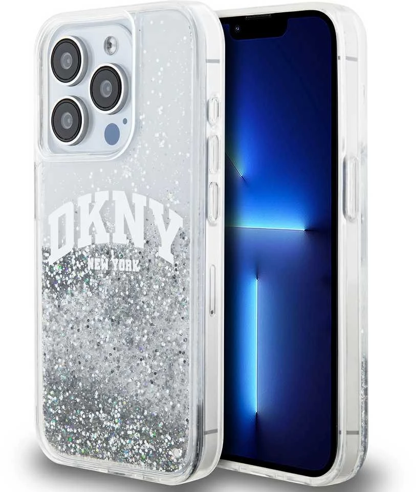 Apple iPhone 15 Pro DKNY dėklas Liquid Glitter Big Logo (DKHCP15LLBNAET) baltos spalvos