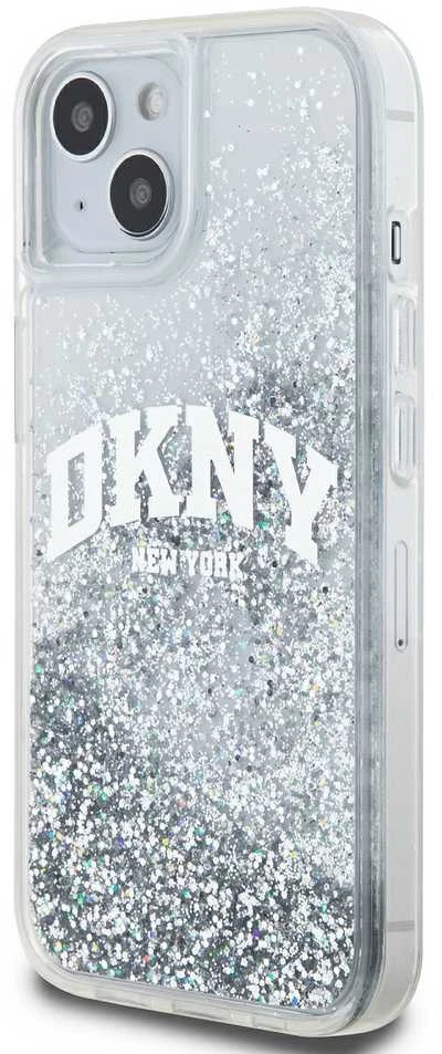 Apple iPhone 13 / 14 / 15 DKNY dėklas Liquid Glitter Big Logo (DKHCP15SLBNAET) baltos spalvos