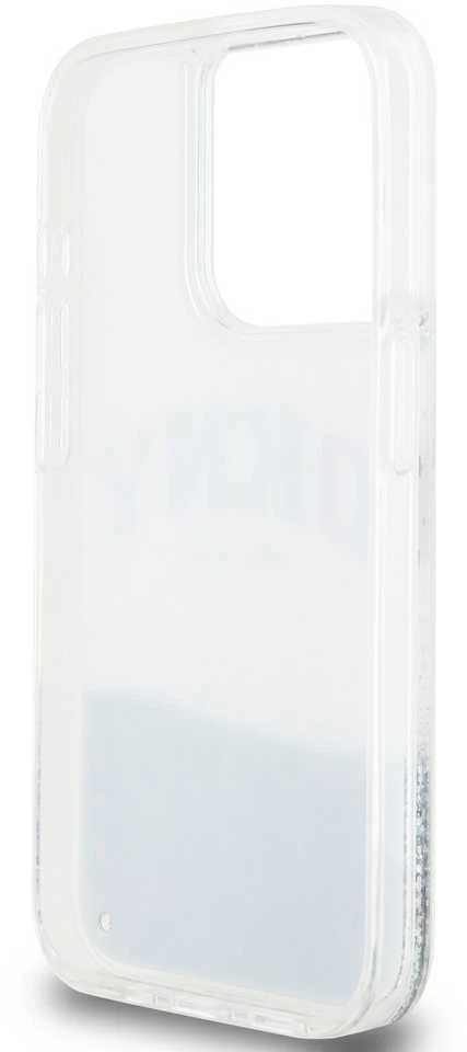 DKNY Liquid Glitter Arch Logo dėklas telefonui Apple iPhone 14 Pro skaidrus