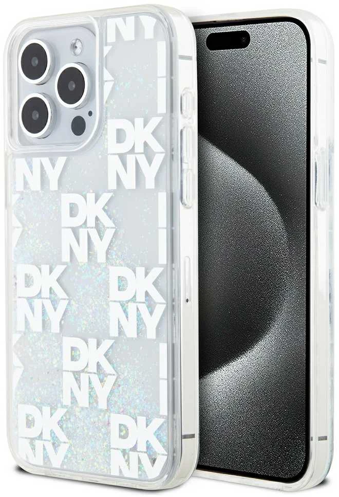 Apple iPhone 15 Pro Max DKNY dėklas Liquid Glitter Big Logo (DKHCP15XLCPEPT) baltos spalvos