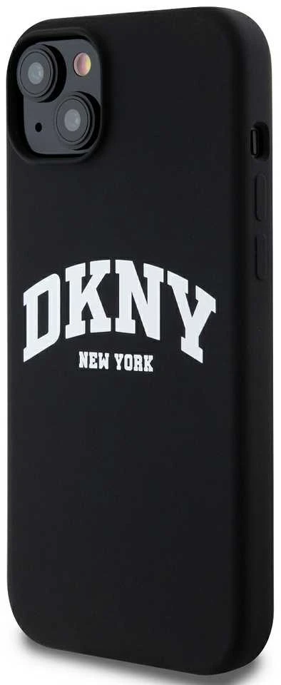 Apple iPhone 14 Plus / 15 Plus DKNY dėklas Liquid Silicone Baltas Printed Logo MagSafe (DKHMP15MSNYACH) juodos spalvos
