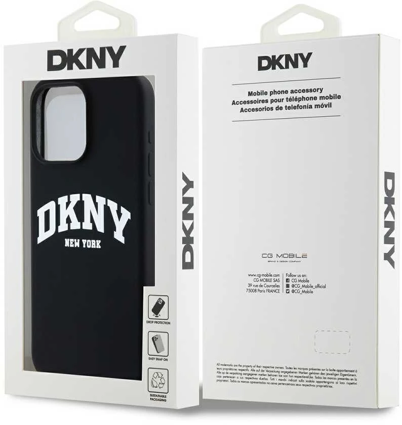 Apple iPhone 12 / 12 Pro DKNY dėklas Liquid Silicone Baltas Printed Logo MagSafe (DKHMP12MSNYACH) juodos spalvos