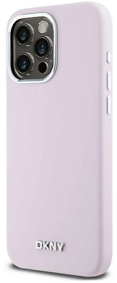 DKNY DKHMP15XSMCHLP Apple iPhone 15 Pro Max 6.7″ rožinės spalvos kietas dėklas Liquid Silicone Small Metal Logo MagSafe