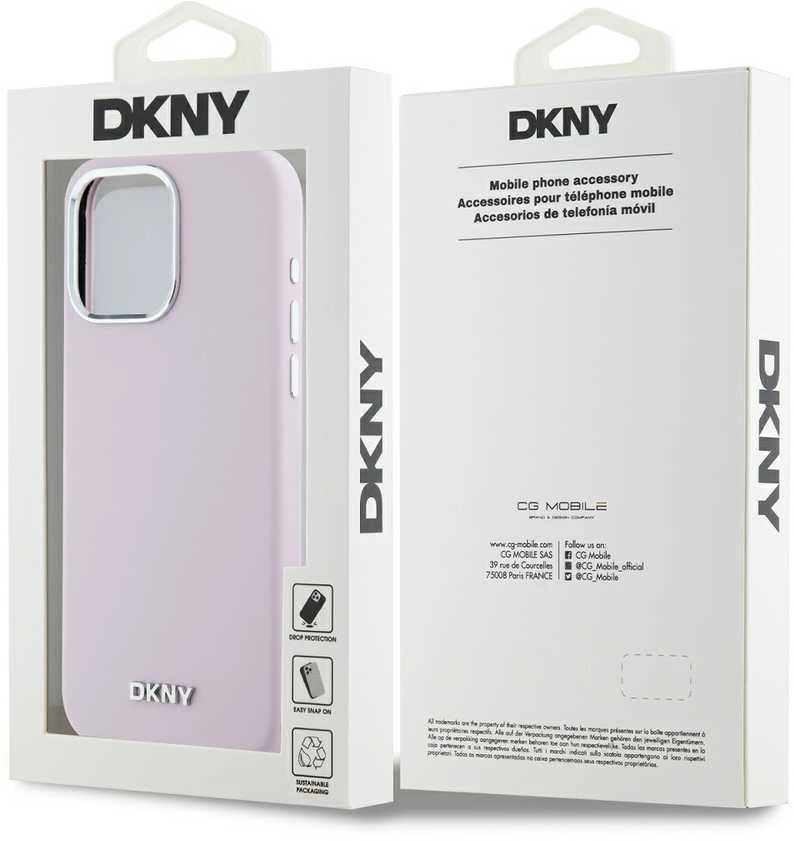 DKNY DKHMP15XSMCHLP Apple iPhone 15 Pro Max 6.7″ rožinės spalvos kietas dėklas Liquid Silicone Small Metal Logo MagSafe