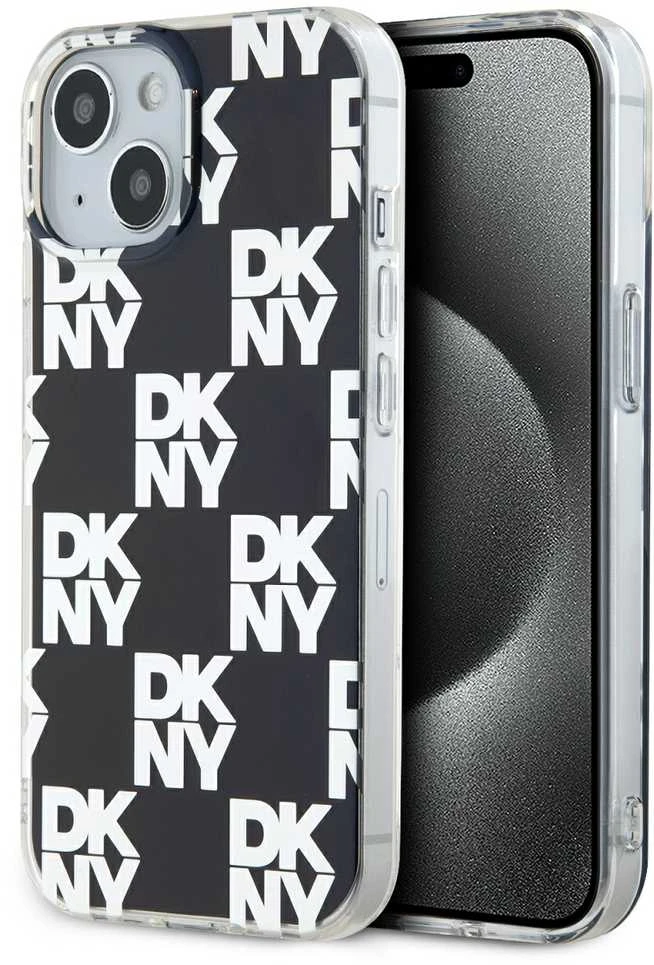 DKNY DKHCP15SHDLCEK Apple iPhone 15 14 13 6.1 inch juodos spalvos kietas dėklas IML Checkered Mono Pattern