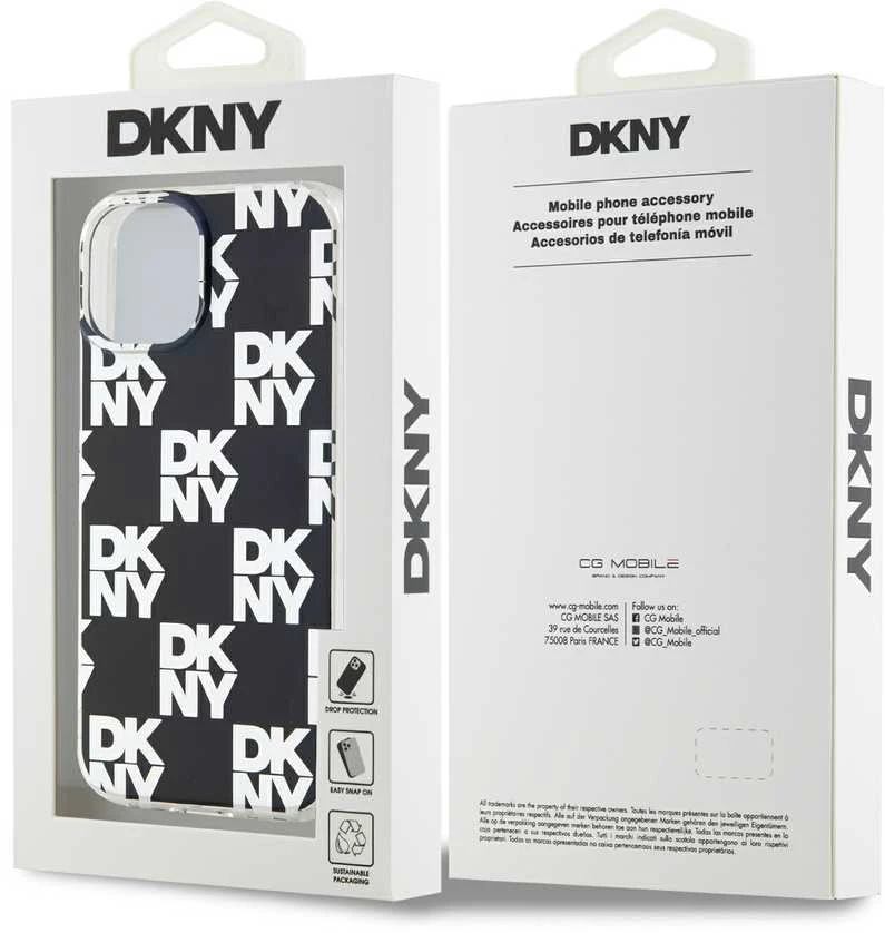 DKNY DKHCP15SHDLCEK Apple iPhone 15 14 13 6.1 inch juodos spalvos kietas dėklas IML Checkered Mono Pattern