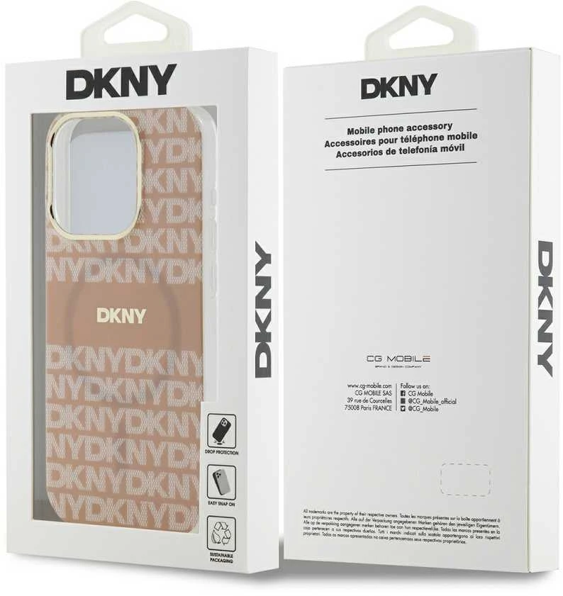 Apple iPhone 14 Pro DKNY dėklas IML Mono & Stripe MagSafe (DKHMP14LHRHSEP) rožinės spalvos