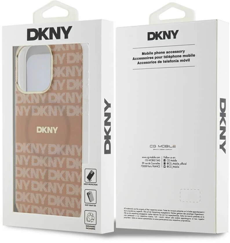 Apple iPhone 15 Pro Max DKNY dėklas IML Mono & Stripe MagSafe (DKHMP15XHRHSEP) rožinės spalvos