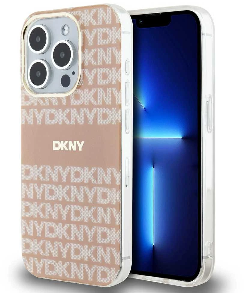 Apple iPhone 14 Pro DKNY dėklas IML Mono & Stripe MagSafe (DKHMP14LHRHSEP) rožinės spalvos