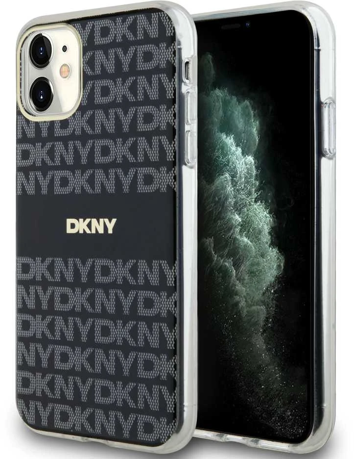 Apple iPhone 11 / XR DKNY dėklas IML Mono & Stripe MagSafe (DKHMN61HRHSEK) juodos spalvos