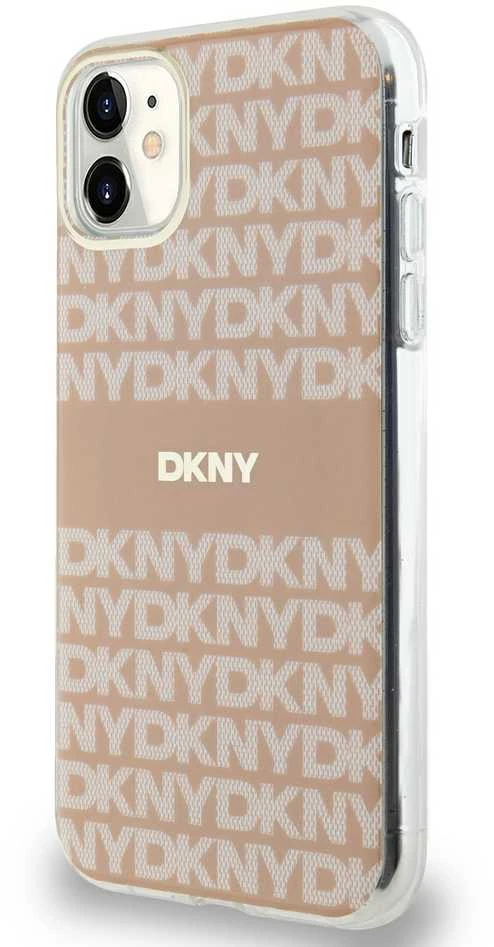 DKNY DKHMN61HRHSEP Apple iPhone 11 Xr 6.1 inch rožinės spalvos kietas dėklas IML Mono & Stripe MagSafe