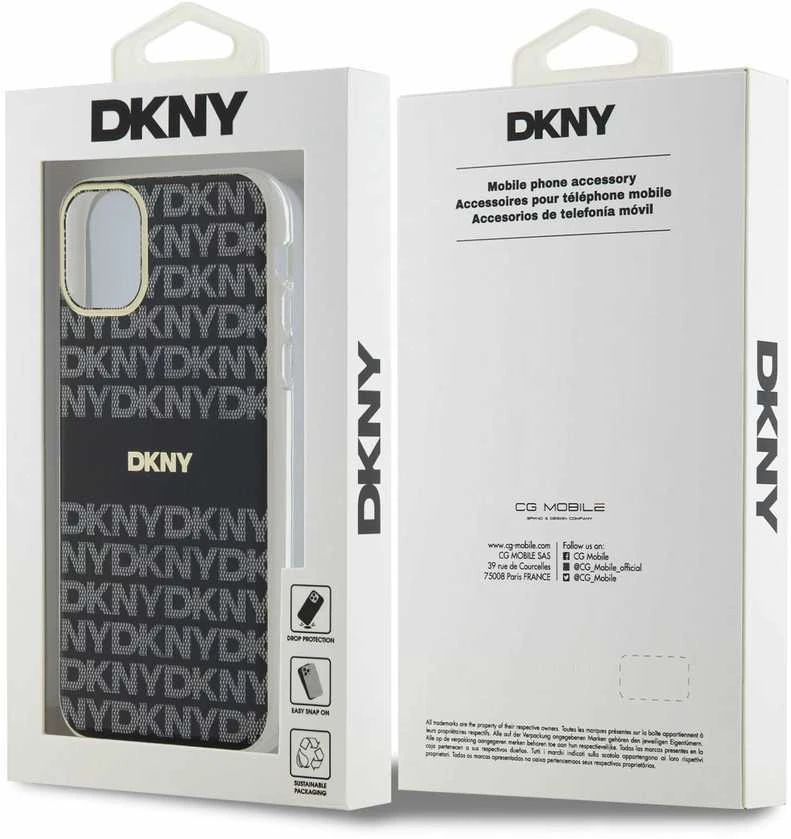 Apple iPhone 11 / XR DKNY dėklas IML Mono & Stripe MagSafe (DKHMN61HRHSEK) juodos spalvos