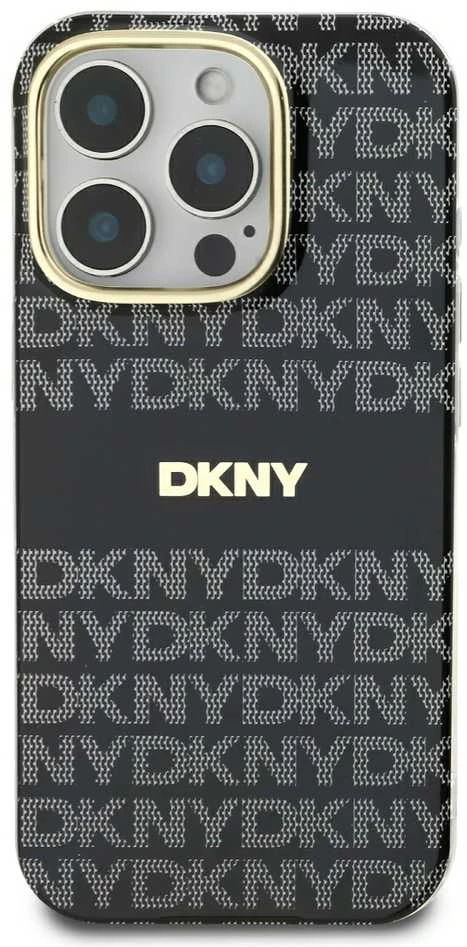 Apple iPhone 16 Pro DKNY Repeat Texture Pattern With Stripe (DKHMP16LHRHSEK) dėklas telefonui juodos spalvos