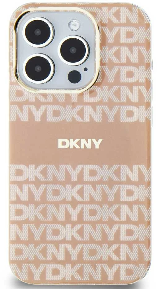 DKNY DKHMP13LHRHSEP Apple iPhone 13 Pro 13 6.1 inch rožinės spalvos kietas dėklas IML Mono & Stripe MagSafe