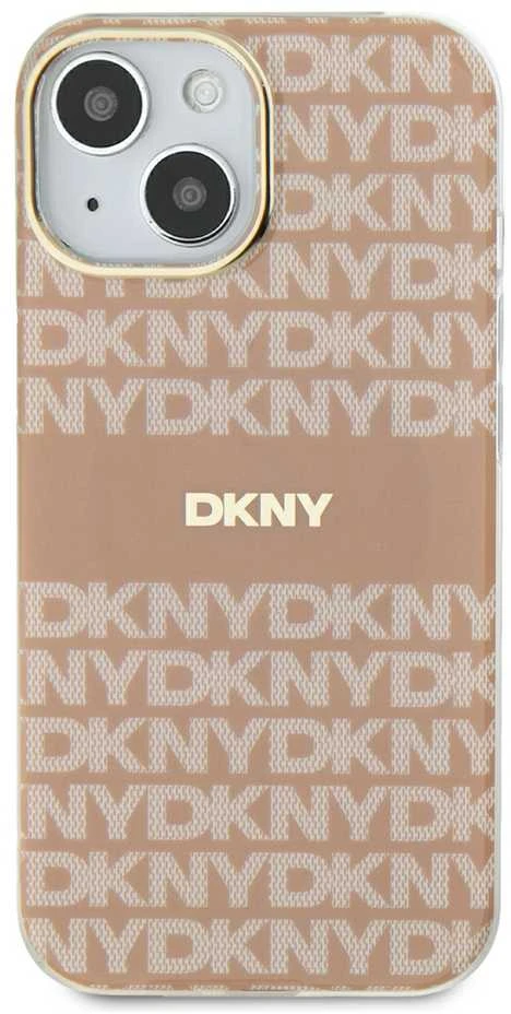 DKNY DKHMP14SHRHSEP Apple iPhone 14 15 13 6.1 inch rožinės spalvos kietas dėklas IML Mono & Stripe MagSafe