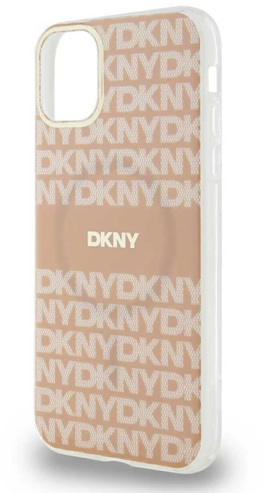 DKNY DKHMN61HRHSEP Apple iPhone 11 Xr 6.1 inch rožinės spalvos kietas dėklas IML Mono & Stripe MagSafe