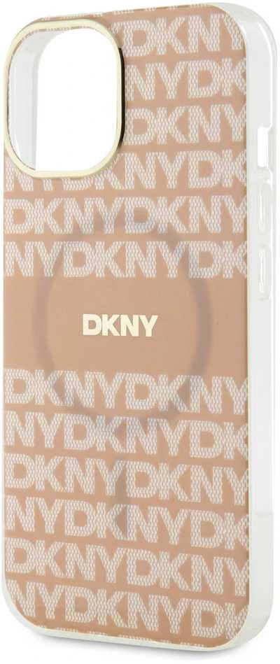 DKNY DKHMP14SHRHSEP Apple iPhone 14 15 13 6.1 inch rožinės spalvos kietas dėklas IML Mono & Stripe MagSafe