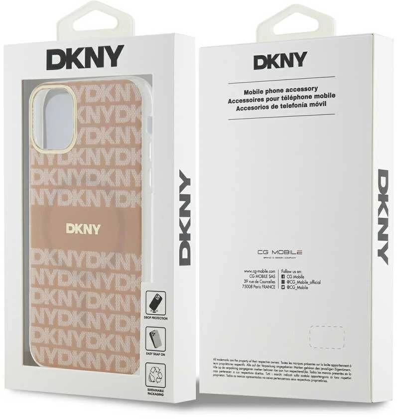 DKNY DKHMN61HRHSEP Apple iPhone 11 Xr 6.1 inch rožinės spalvos kietas dėklas IML Mono & Stripe MagSafe