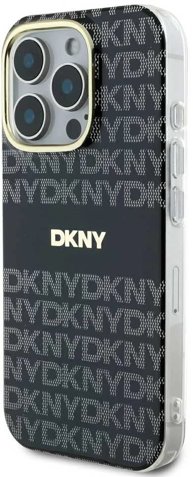 Apple iPhone 16 Pro Max DKNY Repeat Texture Pattern With Stripe (DKHMP16XHRHSEK) dėklas telefonui juodos spalvos