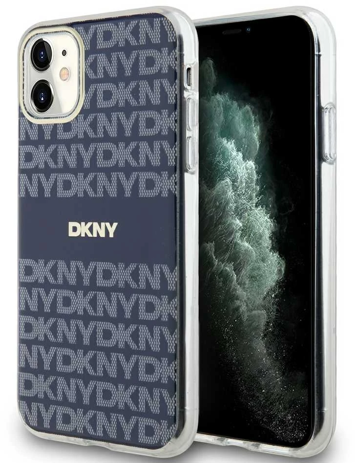 DKNY PC/TPU Repeat Pattern Tonal Stripe Magsafe dėklas telefonui Apple iPhone 11 mėlynos spalvos