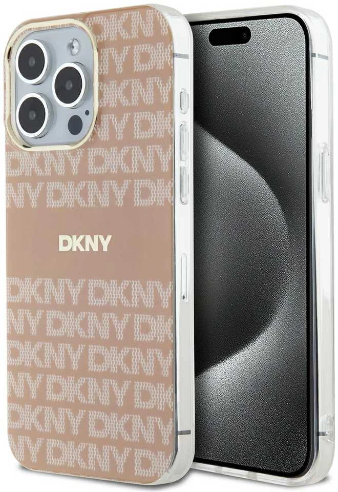 Apple iPhone 15 Pro Max DKNY dėklas IML Mono & Stripe MagSafe (DKHMP15XHRHSEP) rožinės spalvos