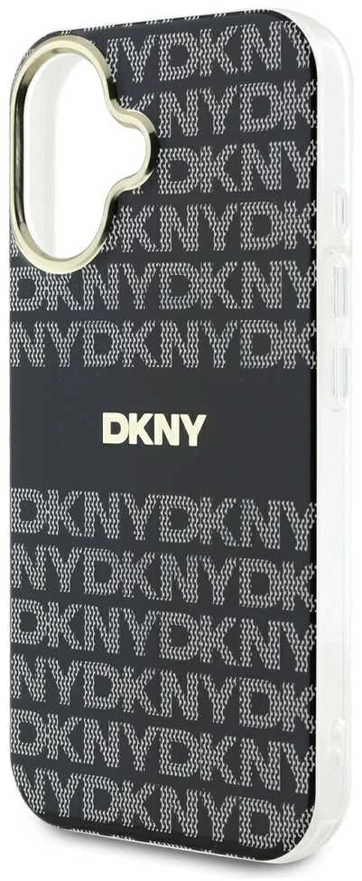 DKNY PC/TPU Repeat Pattern Tonal Stripe Magsafe Apple iPhone 16 dėklas telefonui juodos spalvos