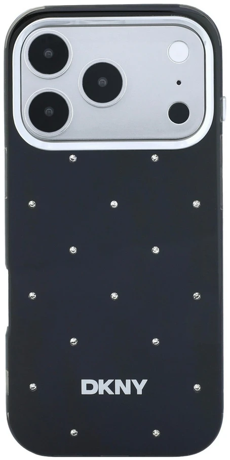 DKNY PC/TPU Rhinestones Magsafe dėklas, skirtas iPhone 18 Pro, juodas