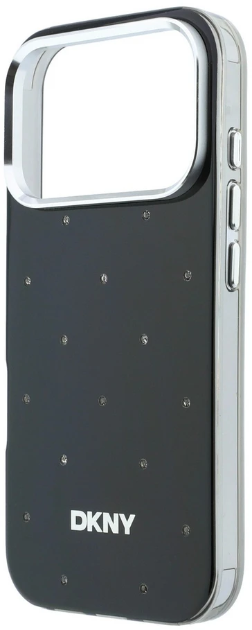 DKNY PC/TPU Rhinestones Magsafe dėklas, skirtas iPhone 18 Pro Max, juodas