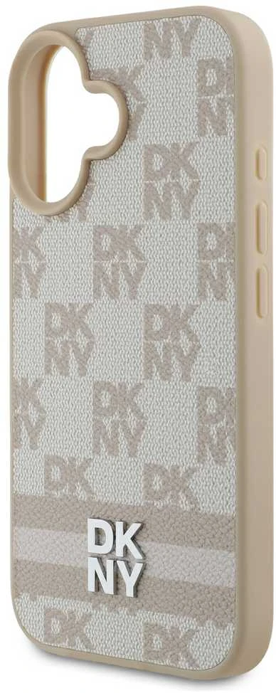 Apple iPhone 16 DKNY Checkered Pattern & Printed Stripes (DKHCP16SPCPTSSP) dėklas telefonui rožinės spalvos