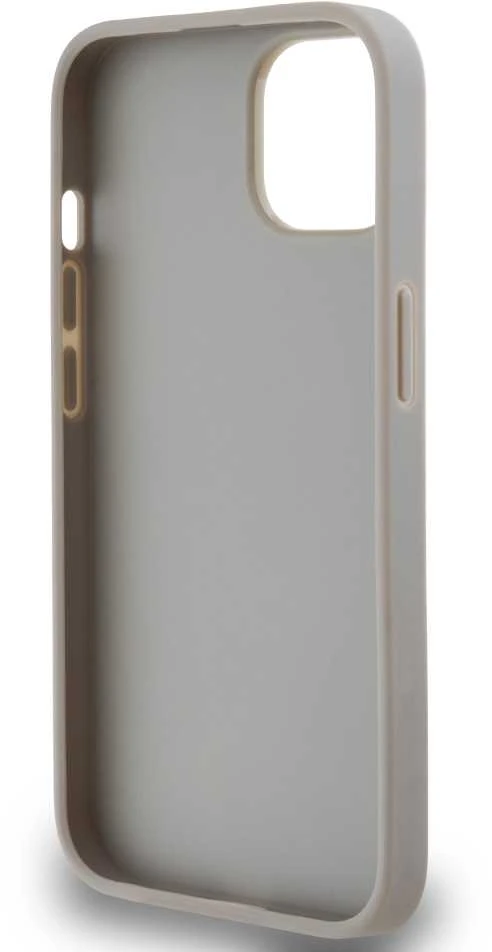 DKNY PU Leather Checkered Pattern and Stripe dėklas telefonui Apple iPhone 14 rusvai gelsvas