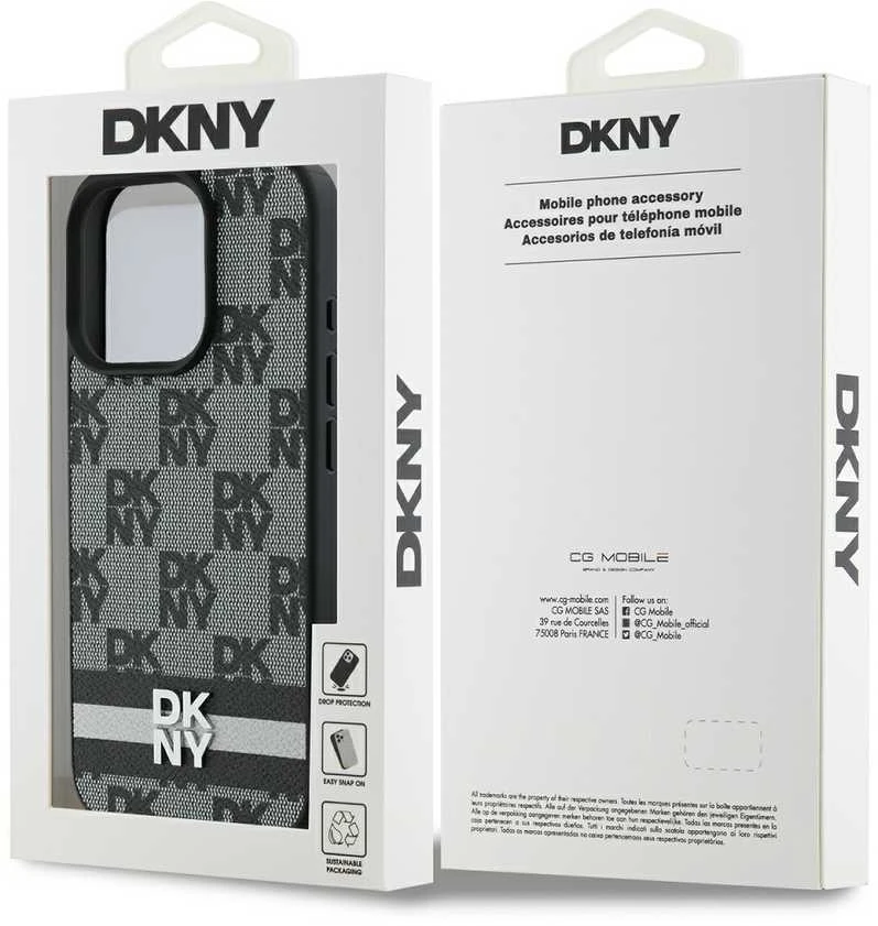 Apple iPhone 16 Pro Max DKNY Checkered Pattern & Printed Stripes (DKHCP16XPCPTSSK) dėklas telefonui juodos spalvos