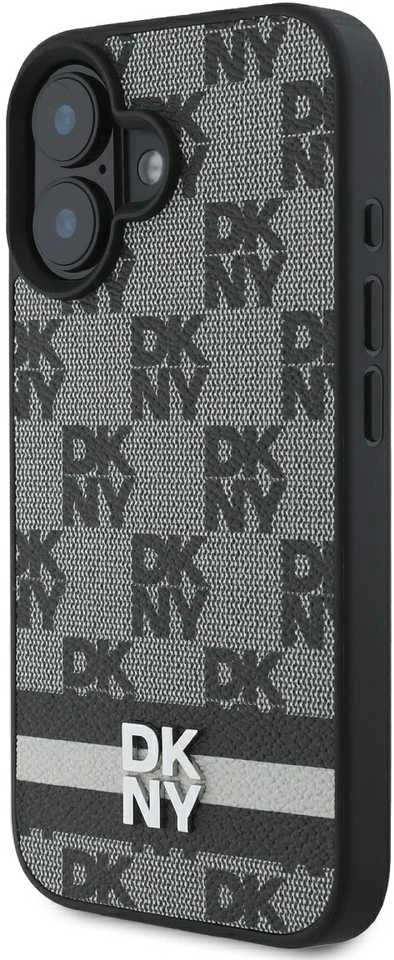 Apple iPhone 16 DKNY Checkered Pattern & Printed Stripes (DKHCP16SPCPTSSK) dėklas telefonui juodos spalvos