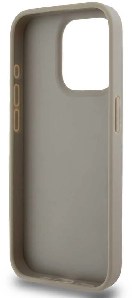 DKNY PU Leather Checkered Pattern and Stripe dėklas telefonui Apple iPhone 13 Pro rusvai gelsvas