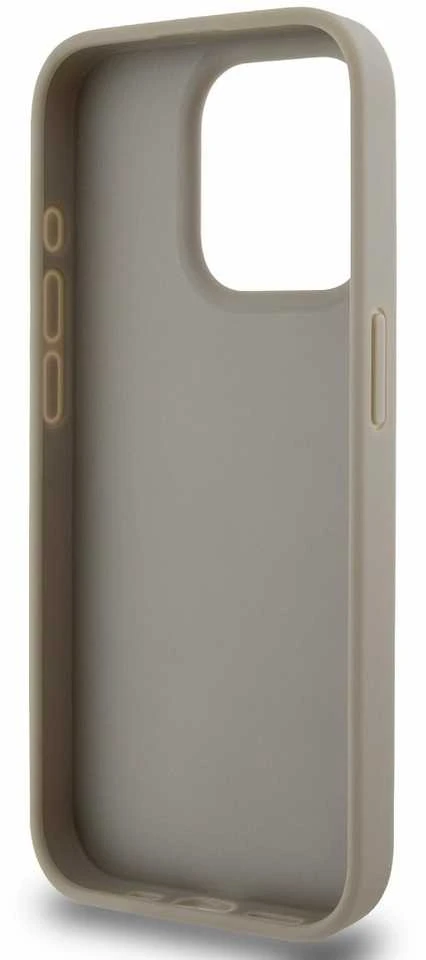 DKNY PU Leather Checkered Pattern and Stripe dėklas telefonui Apple iPhone 14 Pro Max rusvai gelsvas