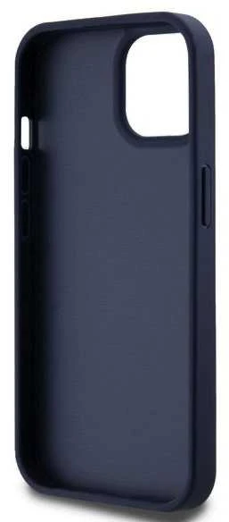 DKNY PU Leather Checkered Pattern and Stripe dėklas telefonui Apple iPhone 15 mėlynos spalvos