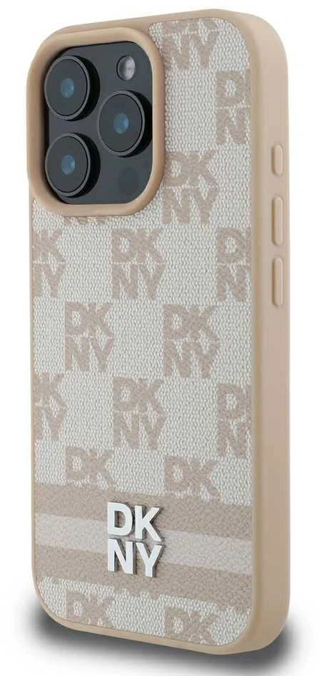 Apple iPhone 16 Pro DKNY Checkered Pattern & Printed Stripes (DKHCP16LPCPTSSP) dėklas telefonui rožinės spalvos