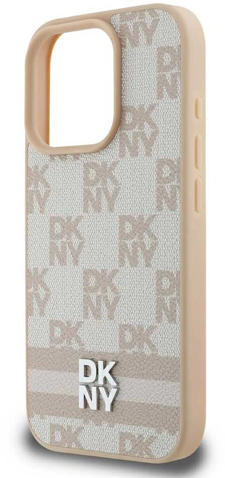 Apple iPhone 16 Pro DKNY Checkered Pattern & Printed Stripes (DKHCP16LPCPTSSP) dėklas telefonui rožinės spalvos