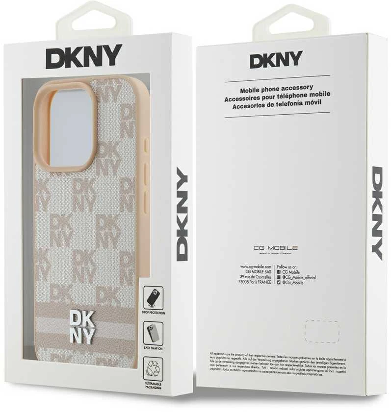 Apple iPhone 16 Pro DKNY Checkered Pattern & Printed Stripes (DKHCP16LPCPTSSP) dėklas telefonui rožinės spalvos
