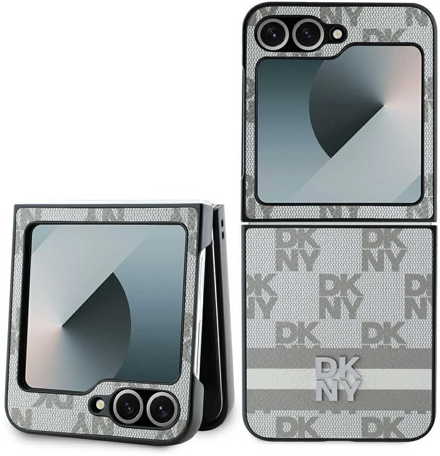 Dėklas DKNY PU Leather Checkered Pattern and Stripe Samsung Galaxy Z Flip6 rusvai gelsvas